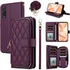 ELISORLI Custodia a portafoglio per OPPO Find X2 Pro con cinturino da polso, tracolla a tracolla, lussuosa pelle PU, 9 scomparti per carte di credito con cerniera, accessori per cellulare, custodia