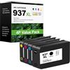 KALOKING 937XL Cartucce compatibili con HP OfficeJet Pro 9120e/9130e,confezione da 4 | Per 9117b, 9110b, 9120b, 9130b, 9120e, 9122e, 9125e, 9130e, 9132e, 9135e, 9720/9730; Nero 2500, CMY 1650 pagine