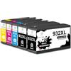 Miss Deer 932XL 933XL Cartucce per HP 932/933XL per per HP OfficeJet 6100 | per Stampanti HP OfficeJet 6600 6700 7110 7612 7610(2 Nero, 1 Ciano, 1 Magenta, 1 Giallo)