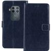 TienJueShi Blu Scuro Premium Retro Stand Portafoglio TPU Silicone Caso per Motorola One Zoom 6.39 inch in Pelle Case Copertina Custodia Protettiva Cover