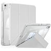 KVTVOU Custodia per iPad Air 11 pollici M4/M3/M2, iPad Air 5/4a custodia | Retro trasparente, orizzontale e verticale, supporto pieghevole a Y, portapenne, antiurto, leggero, grigio