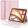 FOGARI Per iPad Air 13 M4 2026/M3 2025/M2 2024 e iPad Pro 12.9 2028-2022 Tastiera | Custodia Tastiera Bluetooth Rimovibile con Retroilluminazione 7 colori e Touchpad, Keyboard Wireless Portatile, Rosa