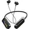 7JI Cuffia Bluetooth a Collo, Auricolari Bluetooth con Filo Sportivi | Auricolari in-ear con Monitor Intra, Display della batteria, Microfono e slot per schede di memoria, Design Magnetico
