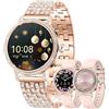 MYSHUN Orologio Smartwatch Donna Bluetooth e Risposta Vivavoce, Smart Watch con 1,27 Contapassi Cardiofrequenzimetro 100+ Modalità Sport Notifiche Messaggi Orologio Fitness Tracker per Android iOS (Oro)