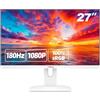 FYHXele Monitor da Gaming Bianco 27 pollici 1080P 180Hz FHD (1920X1080) IPS 1ms MPRT 16:9 Monitor PC con supporto 144Hz/165Hz/180Hz, AMD FreeSync Premium, DisplayPort HDMI, Staffa VESA