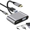 JRSSQSWS Adattatore USB C HUB 4 in 1, connettore VGA 4K HDMI USB 3.0, porta di | Adatto per MacBook e dispositivi con porta USB-C, 4 porte in uno, portatile, alloggiamento in metallo, versatile