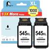 Penguin 545XL Cartucce per Canon TR4550 TS3350 MG2455 Nero 2 Pack | Compatibile con Canon TS3100 TS3122 TS6140 MG2400 MG2440 MG3050 TR4540 TR4640 TR4650 MX490 iP2855 PG-545XL CL-546XL Cartuccia