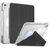 KVTVOU Custodia per iPad Air 11 pollici M4/M3/M2, iPad Air 5/4a custodia | Retro trasparente, orizzontale e verticale, supporto pieghevole a Y, portapenne, antiurto, leggero, nero