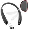 Dpvisn - Cuffie Bluetooth con archetto da collo, pieghevoli, wireless, leggere, con auricolari retrattili, con cancellazione del rumore, resistenti al sudore, con microfono e custodia per il trasporto