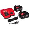 Milwaukee MELARQT Milwaukee 48-59-1850 M18 Rosso Litio XC 5,0 Ah Batterie (2) + 48-59-1812 M12 e M18 Multi Tensione Kit Caricabatterie