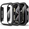 Mugust [3 Pezzi] Cover Con Vetro Temperato per Apple Watch SE3/SE2/SE/Serie 6/Serie 5/Serie 4 40mm, Custodia Rigida Protezione Totale Ultra Sottile HD Clear Pellicola Protettiva Per iWatch, Nero*3