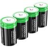 QUZMOIIS Batteria ricaricabile D, 12000 mAh, NI-MH D, 1,2 V (HR20), ricambio per batterie alcaline D usa e getta (LR20), ricaricabili fino a 1200 volte, confezione da 4