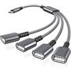 BASESAILOR Cavo USB A 1 Maschio a 4 Femmina 0.3M,Splitter USB Y 4-Porte | Adattatore Prolunga OTG Hub Multipresa USBA Uscita Sdoppiatore per Macbook,iPhone 17 16 Pro Max,Xbox One,PS4 PS5,Laptop