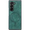 COQUE Custodia per Samsung Z Fold 6, Cover Protettiva per Telefono in Pelle Texture retrò con Anello Magnetico di Ricarica, Guscio Sottile Pieghevole per Samsung Galaxy Z Fold 6 5G-Verde