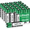 Battsea Confezione da 24 batterie al litio AA, 3200 mAh, 4,8 Wh, 1,5 V, doppia AA a lunga durata, non ricaricabili, per torce, giocattoli elettrici, telecomando, sistema di telecamere di sicurezza
