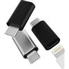 HOYULLI Adattatore di ricarica rapida da Lightning femmina a USB-C maschio OTG (set di 3) connettore per Apple iPhone 15 Pro Max Plus per iPad Pro Air per Android Thunderbolt 4 compatibile con Samsung Galaxy