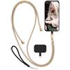 moex Unleash per Doro 8035 - Catena per cellulare con moschettone, cordino da collo rapidamente rimovibile - Smartphone Necklace con pad per custodie, catena da appendere in beige
