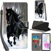 PHINIENLAND Cover per Samsung Galaxy A35 5G custodia portafoglio Cavallo nero | 3 scomparti carte, 1 tasca banconote, Chiusura magnetica, Supporto, Pelle PU flip cover per Samsung A35 5G