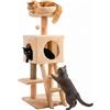 Avilia Albero Tiragraffi per Gatti 92 cm con Cuccia Chiusa e Piattaforme Multilivello Colonna Sisal Naturale e Scala Integrata, Ideale come Trespolo per Gatti e Giochi in Casa (40x35x92 cm)