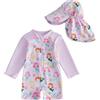 Dazzerake Costume da bagno per neonata, costume da bagno con cappello, 2 pezzi a maniche lunghe con cerniera