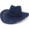 KABAKE Cappello di paglia a tesa larga da uomo e donna estivo da cowboy cowgirl cappello di paglia modellabile scava fuori tessuto arrotolabile cappello da sole da spiaggia