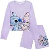 Disney Stitch Tuta Bambina e Ragazza, Tuta Sportiva Morbidi 2 Pezzi Felpa e Pantaloncini Corti Ideale per Attività Sportive e Tempo Libero