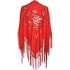 La Senorita La Señorita Foulard cintura chale manton de manila Flamenco di danza rosso fiori colorati Large