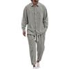 Vhersily Tuta da Uomo Invernale in Cotone Tuta Due Pezzi Manica Lunga Pantaloni Pigiama da Notte Camicia Caldo Pigiama da Uomo Abbigliamento da Notte a Maniche Lunghe con Pantaloni