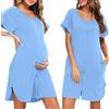 iClosam Camicia da Notte Donna Premaman Cotone con Bottoni Allattamento | Tessuto Morbido, Leggera Elasticità, Scollo a V, Bottoni Frontali, Taglio Sciolto, Gravidanza Parto Casa Ospedale