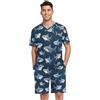 RPLIFE Pigiama estivo da uomo, a maniche corte, con scollo a V, 2 pezzi, con tasche, taglie S-XXL