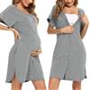 iClosam Camicia da Notte Donna Premaman Cotone con Bottoni Allattamento | Tessuto Morbido, Leggera Elasticità, Scollo a V, Bottoni Frontali, Taglio Sciolto, Gravidanza Parto Casa Ospedale