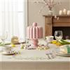 KEYHOMESTORE | Alzata Decorativa in Vetroceramica con Coperchio Rosa Lucido 24x17 cm