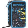 COMIX WBS - Astuccio Scuola, Astuccio 3 Scomparti per Bambini, con Set Cancelleria Incluso, Cover Rigida con Maxi Logo in Rilievo e Tirazip in Metallo, 20 x 13h x 7 cm, Graffiti