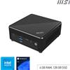 MSI Cubi N ADL-N200 FS 4GB 128GB W11P Intel N DDR4-SDRAM HDD SSD Windows 11 Pro Mini PC Nero