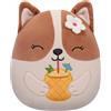 Squishmallows Jazwares SQJW7519A; SQCR05393 - Squishmallows Regina the Corgi con ananas da bere - 19 cm (7,5")