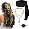 Generico Set Di Accessori Per Costumi Di Pirata - Sciarpa Per Testa, Kit Di Vestiti Per Cosplay A Cintura Collana | 5 PC Masquerade Forniture In Costume Per Servizi Fotografici, Feste A Tema, Halloween, Teatro