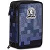 Invicta Astuccio Scuola 3 Zip Fantasy, Blu, Pixel Camo Blue, Completo di Penne, Matite, Pennarelli, Accessori Scuola, Accessori Zaino, Scuola, Bambini e Ragazzi