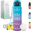 Motswedi Borraccia 1 Litro, con Filtro, Borraccia Palestra, a Prova di Perdite, Bottiglia acqua, Motivazionale, Borracce 1 litro, per Palestra, Escursionismo, Ciclismo, Blu & Viola