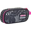 Seven Portapenne Scuola Round Plus, Nero, Yantry Girl, Bustina Ovale Con Taschino ed Elastici Porta Penne, Accessori Zaino, Bambina Ragazza