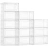 VEVOR Scatole Porta Scarpe, Adatte Fino alla Taglia 13 USA, Scatole Porta Scarpe Trasparenti Impilabili, 12 PZ con Porta Magnetica, Contenitori in Plastica per Stivali e Cappelli, Bianco Trasparente