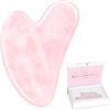 Alyvisun Gua Sha Viso in Quarzo Rosa Naturale per la Cura della Pelle | Massaggiatore Guasha per Collo e Corpo,con Manuale di Istruzioni, Regalo per Female