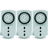 Electraline 3333 Kit 3 pezzi, Programmatore Timer meccanico giornaliero, 3680 W, 250 V, Set di 3
