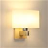 Mckalen E27 Applique da Parete Interno Legno con Ovale Paralume di Vetro | Lampada da Parete E27 Lampada a Muro Illuminazione per Camera da Letto Dormitorio Soggiorno Corridoio (Senza Lampadina)