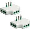 FANTON 82220-B2 - set 2 pezzi adattatore presa tripla piatta SALVASPAZIO multipla 1 spina italiana GRANDE 16A 3 prese italiane spazi stretti