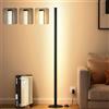 VASAGLE Lampada da Terra LED, Dimmerabile, 12 W 1200 LM, 3000 K | Lampada Moderna, 18 x 18 x 139,4 cm, Montaggio Rapido, per Soggiorno, Nero Opaco, Collezione Lusia LFL023BD02