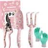WORKPRO Set di attrezzi da giardino da 4 pezzi, attrezzi da giardino con scatola regalo, pala da giardino, cesoie da giardino, guanti da giardino, regali per giardinieri, regalo per il giardino rosa