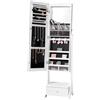 VEVOR Armadio per gioielli 41 x 36 x 157 cm con specchio, organizer per specchi di gioielli con serratura e specchio a corpo intero, fodera in velluto, luce LED, cassetto per gioielli, valori, bianco