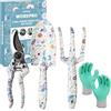 WORKPRO Set di attrezzi da giardino da 4 pezzi, attrezzi da giardino con scatola regalo, pala da giardino, cesoie da giardino, guanti da giardino, regali per giardinieri, regalo per il giardino bianco