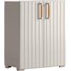 Keter Groove Armadio Basso da Esterno, Porte Effetto Legno, Beige/Sabbia, 80x45x98 H cm