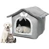 Hojalis Letto Grotta per Gatti, Igloo in Peluche, Igloo per Gattiin Peluche Caldo E Accogliente, Nido DiGatto Semichiuso con CuscinoPeluche, Pieghevole CasettaGatti per Cani E Gatti Piccoli